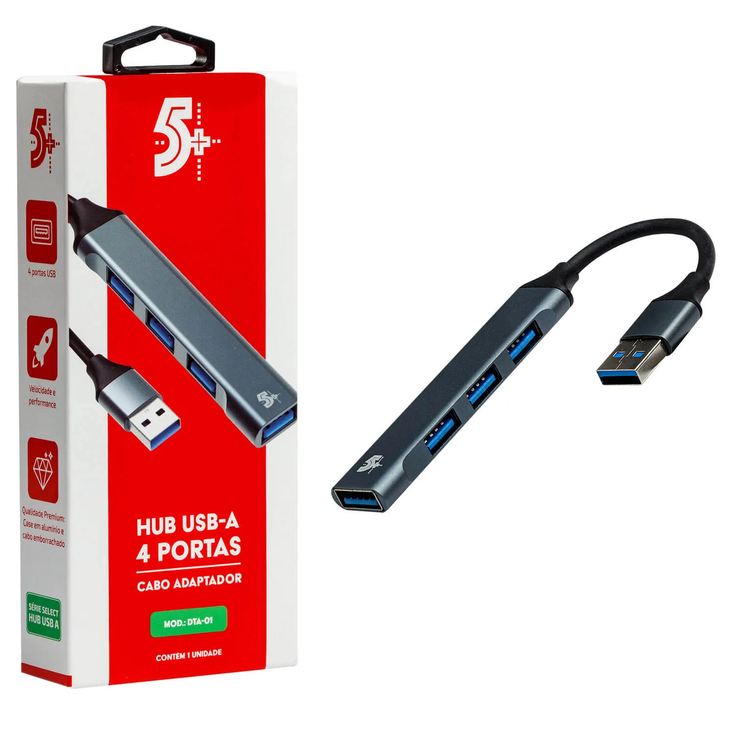 Hub Mini USB 1 Porta 3.0 e 3 Portas 2.0 5+